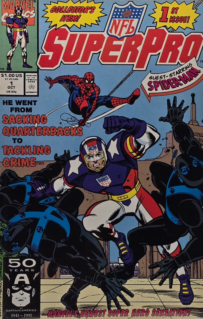 NFL SuperPro #1 — Guest-Starring Spider-Man! — 1st Issue! (Marvel Comics, October 1991)
