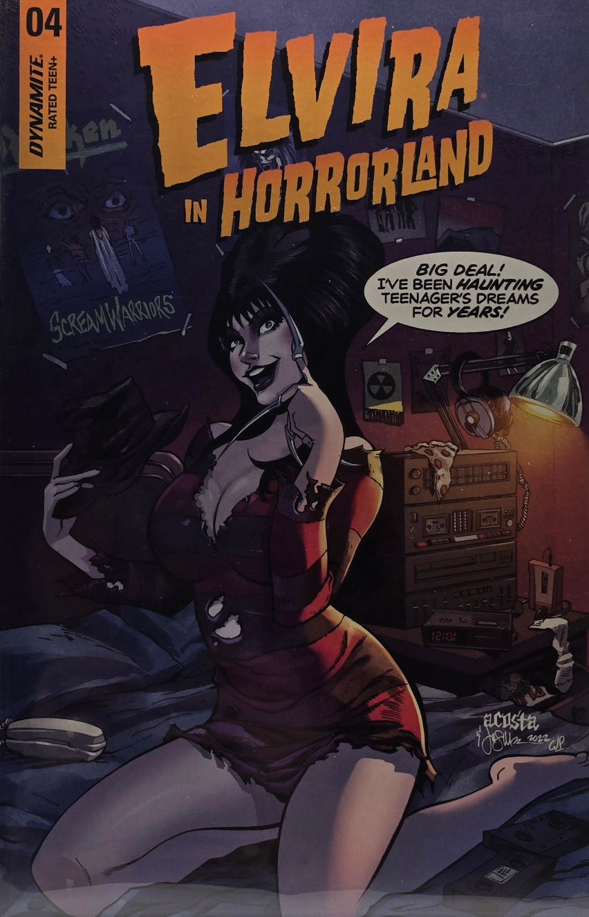 Elvira in Horrorland #4 (Dynamite, 2022) — “I’ve Been Haunting Teenager’s Dreams for Years!” — Art: Acosta