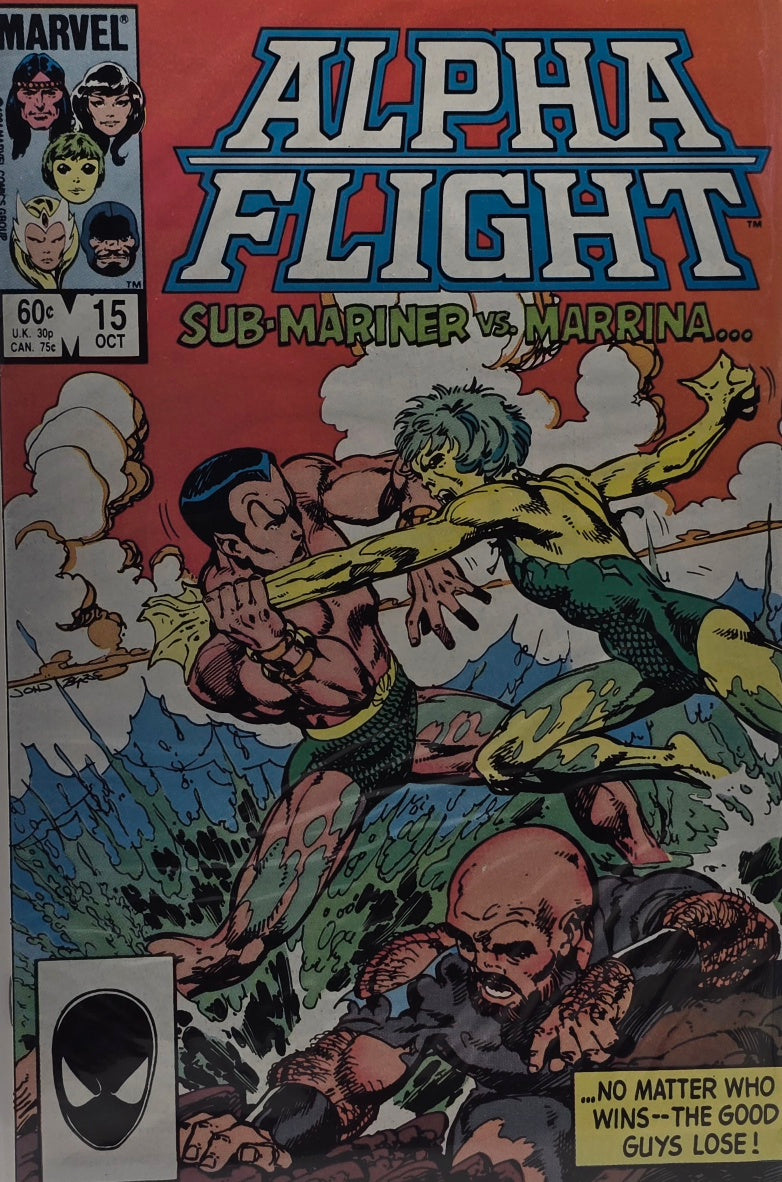 Alpha Flight #15 — "Sub-Mariner vs. Marrina..." (Marvel Comics) — John Byrne — October 1984 — Direct Edition