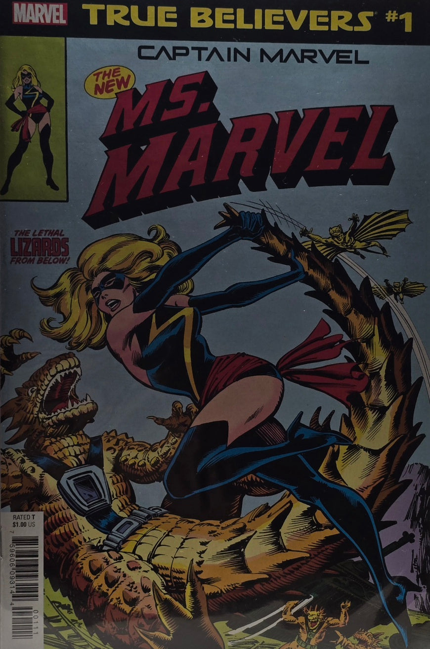 True Believers #1: Captain Marvel — The New Ms. Marvel (Marvel) — “The Lethal Lizards from Below!” — Classic Reprint