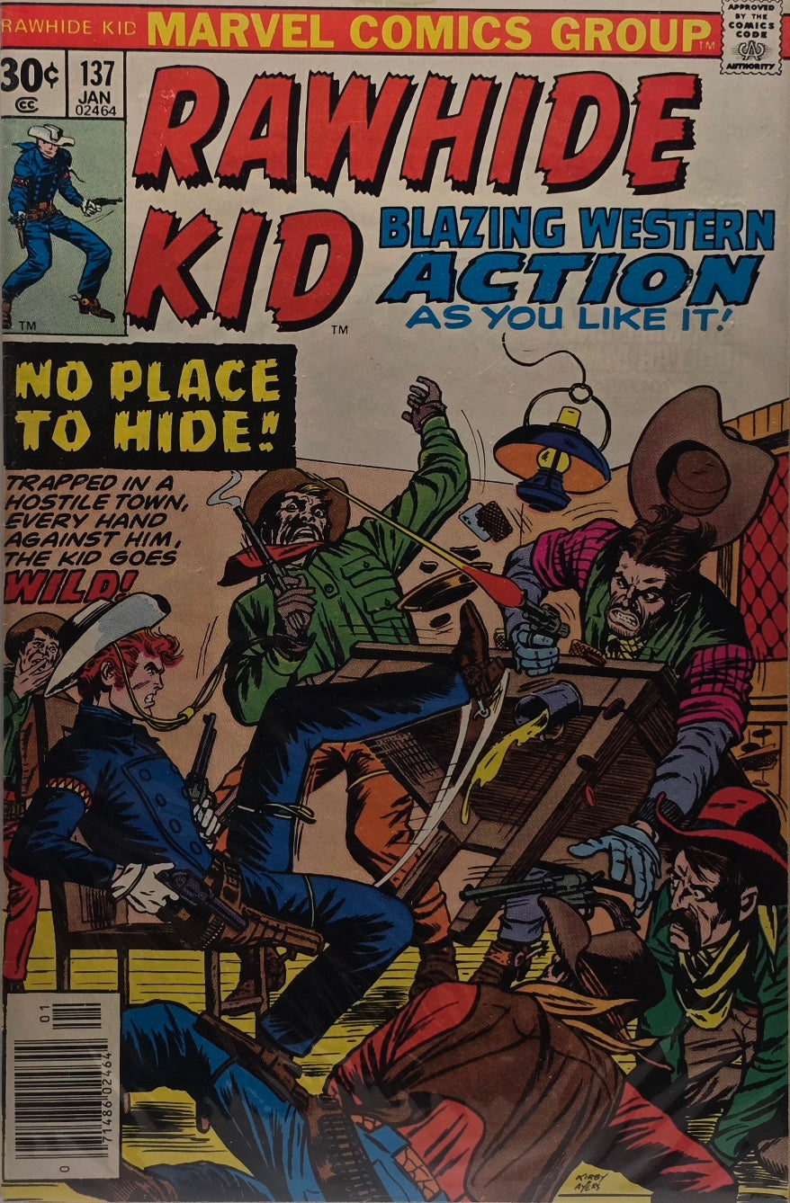 Rawhide Kid #137 — "No Place to Hide!" (Marvel Comics, January) — Kirby & Ayers — Blazing Western Action