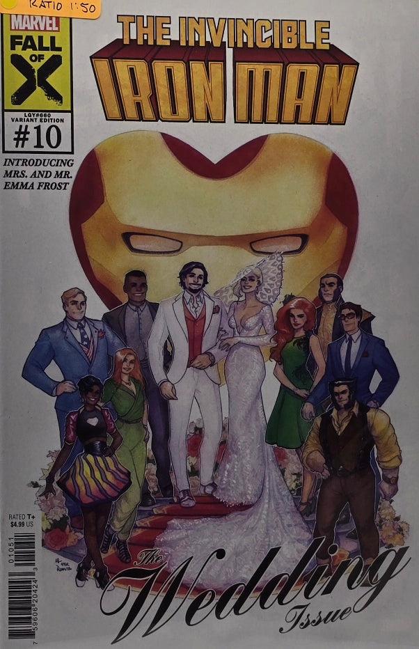 Invincible Iron Man #10 — 1:50 Ratio Variant — The Wedding Issue (Marvel, Fall of X, 2023)