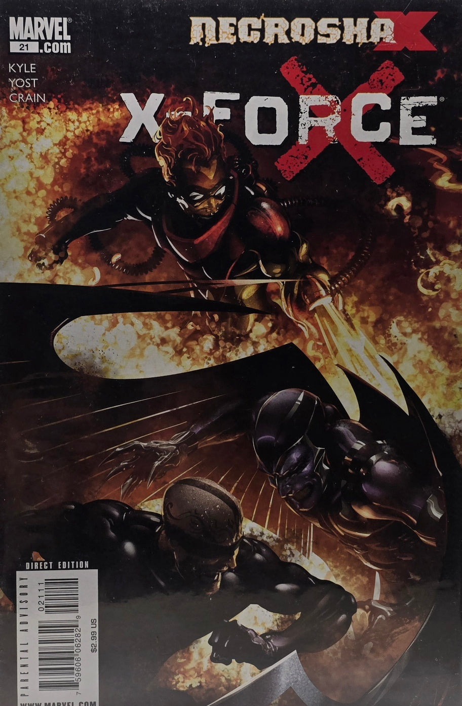 X-Force #21 — Necrosha (Marvel) — Kyle, Yost & Crain — Parental Advisory — Direct Edition