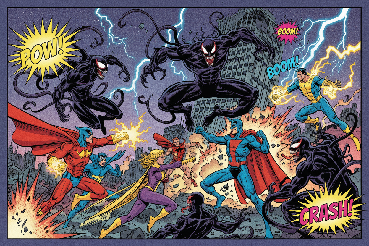 Superhero vs Symbiote Auction Background
