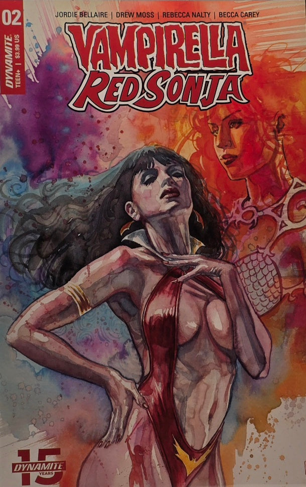 Vampirella / Red Sonja #2 — Cover B — Watercolour (Bellaire / Moss / Nalty / Carey — Dynamite)