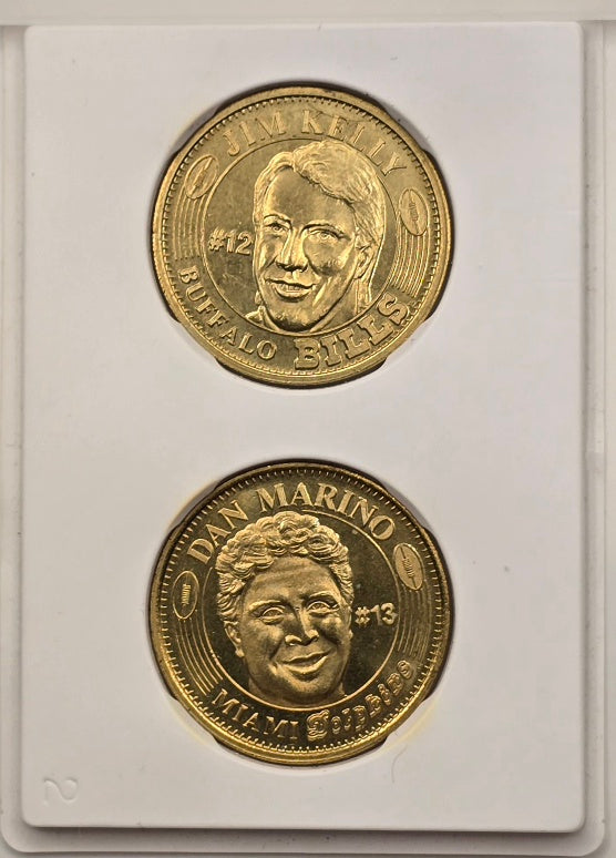 Jim Kelly & Dan Marino NFL Collector Coins Set of 2